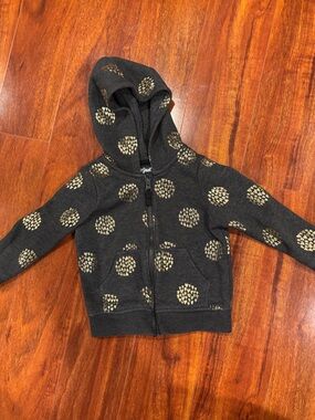 Cat & Jack Black Zip Hoodie with Gold Polka Heart Print